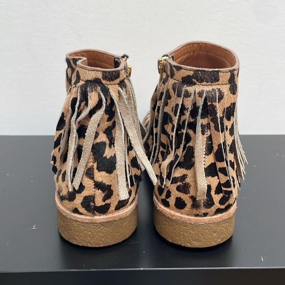 Kate Spade New York Saks Fringe Leopard Betsie Calf Hair Ankle Boots 9 - Picture 8 of 9
